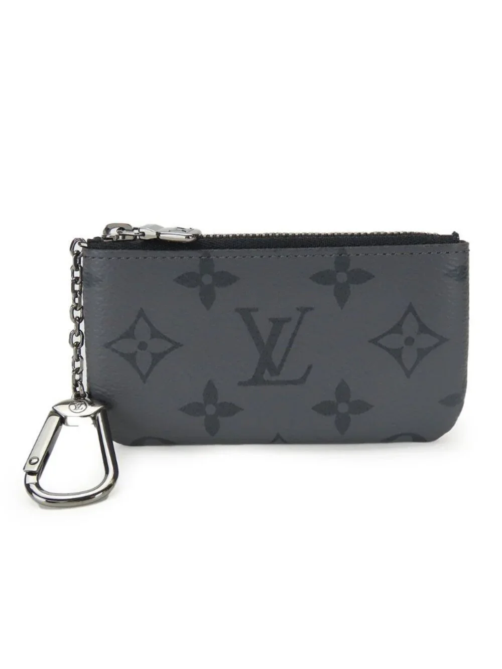 Louis Vuitton Coin Case Pochette Cles Monogram Eclipse Gray Black Silver